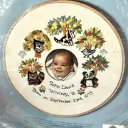 CM Columbia Minerva Crewel Calico Animal Birth Sampler #7636 Picture Kit 1975