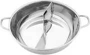 Cabilock Stainless Steel Hot Pot with Divider Two Flavor Hotpot Pot 32cm Induction Cooking Easy to Clean