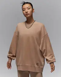 在飛比找Nike官方商店優惠-Jordan Flight Fleece 女款水洗圓領運動衫