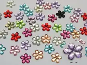 2500 Mixed Color Acrylic Flatback Faceted Flower Rhinestone Gems 10mm