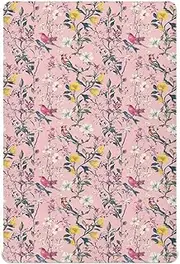 Crib Fitted Sheet for Infant Toddler Kid Soft Breathable Comfortable Nursery Bed Sheet for Cribs and Toddler Beds 52x28in Florals Orchid Cherry Blossom Birds