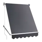 Retractable Fixed Pivot Arm Window Awning Patio Garden Blinds 2.4m x 2.1m Grey