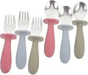 Zerodeko Eating Cutlery Set for Boys and Girls Toddlers Baby Spoons Forks Silicone Training Spoon for Feeding