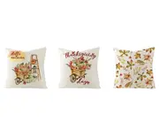JunChang P101 3PCS 45x45cm Thanksgiving Fallen Leaves Pattern Linen Hugging Pillow Case Holiday Home Decoration Sofa Cushion Cover