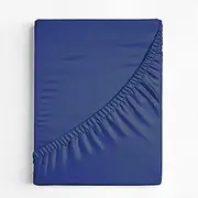 Fitted Sheet - 16 Inch Deep Pocket (40 cm) - Easy-Care Soft Microfibre - Resistant to Shrinkage and Fading (King, Navy Blue)