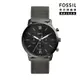 FOSSIL Neutra Chrono 新雅仕三眼計時手錶 槍灰不鏽鋼鍊帶 44MM FS5699