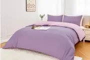 LINENOVA Pre-Washed Cotton Reversible Quilt Cover Set (Dusty Lilac)