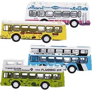 FUNNETOYU 4Pcs Pull Back Bus Model Vehicles for Present for Birthdays and Holidays Develops Hand Eye Coordination and Motor Skills
