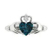 1.06 ct Heart Cut Topaz Gemstone Solitaire Claddagh Promise Ring, White Gold