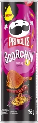 3 Packs of Pringles Scorchin' BBQ Potato Chips 156g FRESH & DELICIOUS