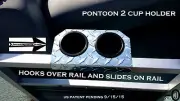 Pontoon Boat 2 Cup Holder Aluminum Diamond Plate Fit 1 1/4 Inch Fence Rail
