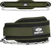 Seektop Dip Belt for Weightlifting - GYM Workout Pull Ups Belt with Chain, Neoprene Waist Dip Belt Crossfit for Weight Lifting, Squat, Training, Fitness, Men & Women (Belt & Chain)