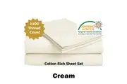 1100TC Cotton Rich Sheet Set Cream by Accessorize