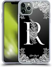 Head Case Designs Officially Licensed Nature Magick Letter R B & W Monogram Flowers 2 Gel Case [Military Grade Protection] Compatible with Apple iPhone 11 Pro Max