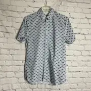 New Ted Baker Short Sleeve Lizard Print Cotton Shirt Size 2 US S