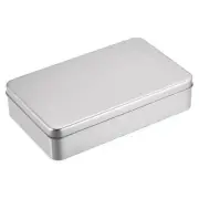 Metal Tin Box, 7.09" x 4.33" x 1.57" Tinplate Containers with Lids, Silver Tone
