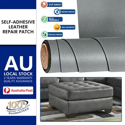 Self Adhesive Leather Repair Patch Sofa Car. Seat Chair Renovation Sticker GREY