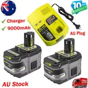 2X 18V 9.0Ah Lithium Battery For RYOBI P108 ONE+ PLUS P104 P107 RB18L50 Charger