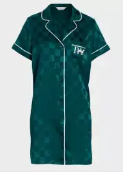 NEW PETER ALEXANDER GREEN CHECK POLY SATIN NIGHTSHIRT NIGHTIE RRP$119 MEDIUM M