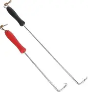 GAROZATION 2pcs BBQ Meat Flipper Hooks Stainless Steel Food Turner with Heat Resistant Plastic Handle for Easy Grilling Smoking Versatile Outdoor Cooking Accessories