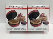 2 Nostalgia My Mini Waffle Maker Red 5" Cooking Surface Brand New