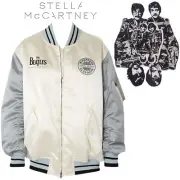 $2,780 Beatles STELLA MCCARTNEY Get Back Satin Bomber Varsity Jacket Cream Blue