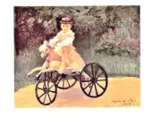 Jean Monet On His Horse-Tricycle Claude Monet Painting Postcard 4"x6"