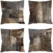 COLORPAPA Brown Throw Pillow Covers 20x20 Set of 4 Tan Pillows Decorative Throw Pillows for Couch Bed Living Room Rust Grey Modern Abstract Art Painting Cushion Pillowcases