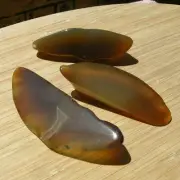 3 Agate Geode Rock Slices Natural Brown Crystals Highly Polished Display Faces