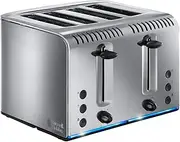 Russell Hobbs 4 Slice Buckingham Toaster with Fast toast technology - (Blue light strip indicates toasting, Independent & Extra wide slots, 2400W, Polished & Brushed Stainless Steel) 20750