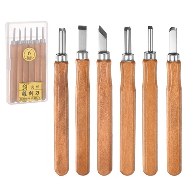 6pcs SK2 High Carbon Tool Steel Wood Chisels Carving Tools Carving Knife Set