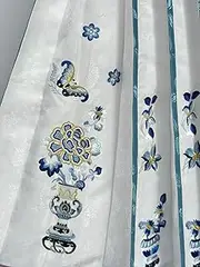 [JIMINISO] 7 Colors Embroidery Chinese Traditional Dress for Women Cyan Qing Dynasty Top Skirt Sets Blue Shirt Retro