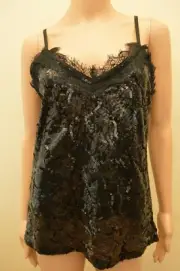 New Next Black Sequin Eyelash Cami Party Top Sz UK 6 8 10 12 14 18 RRP £40
