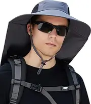 [OZ SMART SUN PROTECTION] Legionnaire Sun Hat with Neck Flap, Men/Women Wide Brim Bucket Hat UPF 50 UV Protection for Fishing, Hiking, Camping, Garden, Farming, Outdoor Sports (Dark Grey)