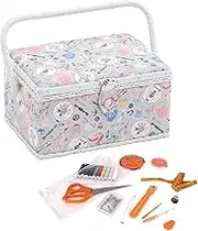 Hobby Gift Exclusive Pre-Filled Sewing Box Craft Storage Box with 94 Piece Sewing Kit Included 18.5 x 25.5 x 14.5 cm Homemade