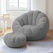 UYSOFRCV Stuffed Animal Storage Bean Bag Chair Cover (No Filler) Washable Ultra Soft Teddy Fabric Bean Bag Cover Soft Premium Stuffable Bean Bag Chair Cover Leakproof Furniture Protector,Gray
