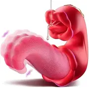 Tongue Vibrator Women Sex Toys Rose Sex Toys G Spot Vibrator Tongue Dildo with 10 Licking 10 Flapping Rotation 10 Vibrating Mode, Mouth Clitoral Stimulator Pleasure Tool Couple Adult Toys