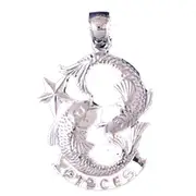 14K White Gold Zodiac Pisces Charm