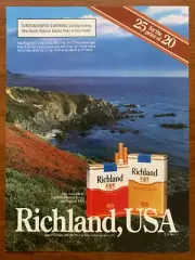 1987 Richland Cigarettes Vintage Print Ad/Poster Retro Man Cave Bar Art Décor