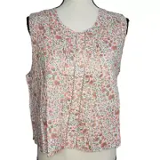 Victoria's Secret Country S/L Top NWT Button Up Peach Floral Large Cotton Lawn