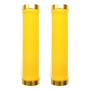 Trigram Lock-on Bike Grips Kraton Rubber 130mm with 2 side lock rings Gold
