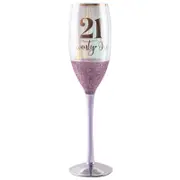 Purple Glitterati 21st Champagne Stemmed Drinking Glass 150ml