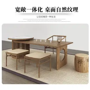 茶桌新中式禪意組合實木簡約陽臺小型茶臺原木色茶凳功夫茶室家具