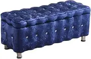 Sofa Stool Storage Benches Nordic Ice Fleece Footstool Suitable for Clothing Store Home Living Room Bed End Stool Change Shoe Bench (Color : Royal Blue,Size: 40x40x40cm/15.7x15.7x15.7inch) (Royal Blu