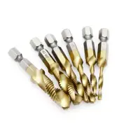 1Set Hex Shank M3-M10 Titanium Plated HSS Screw Thread Metric Tap Drill Bits
