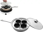 Boiled Egg Cooker, Egg Porcher, Non-Stick Egg Boiler Pan Poached Egg Cup, 2 in 1 Cooking Pan, Poached Egg Cooker for Breakfast, Brunch, Lunch and Dinner