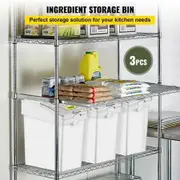 Ingredient Bin 5.2 Gallon / 20 L Capacity Ingredient Storage Bin 3 Pcs/Set PP Material Flour Bins On Wheels White Shelf Ingredient Bin with Scoop