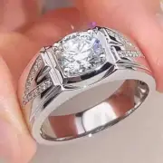 2.40 Ct Lab Created Moissanite Unique Men's Engagement Ring White Gold Plated