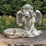 Roman Joseph Studio Solar Angel Bird Bath Garden Statue 10.7 Inch Multicolor