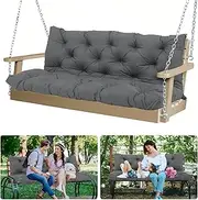 MVRFN Waterproof 60 Inch Porch Swing Cushions 3 Seater Replacement Extra 5" Thick Outdoor Furniture Cushions with Non-Slip Straps Backrest for Patio Garden Backyard (Dark Gray 60×40×5inch)